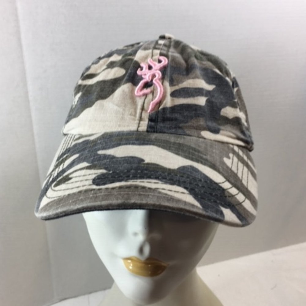 Browning Camouflage w/Pink Buckmark Adjustable Cap Hat